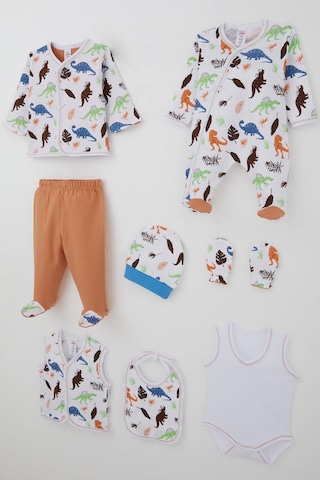 Breeze Erkek Bebek Hastane Çıkışı 8 Li Dinozor Krallığı 0-3 Ay, Beyaz Beyaz