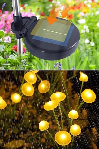 Güneş Enerjili Mantar Bahçe Lambası, Solar Led Dış Mekan Aydınlatma, Otomatik Sensörlü Dekoratif Bahçe Işığ Çok Renkli