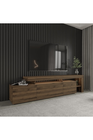 Beliz Modern LED Işıklı 3 Kapaklı, Raflı TV Sehpası – 192 cm