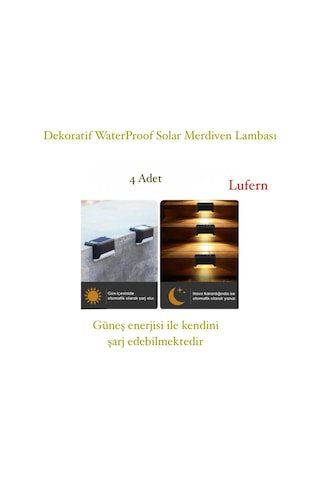 Dekoratif Waterproof Solar Merdiven Lambası Balkon Bahçe Pencere Teras Güneş Enerjili 4 Adet Çok Renkli