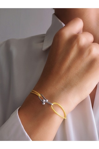 Tiffany Model Deri İpli El Yapımı Silver Sarı Renkli Bileklik Sarı