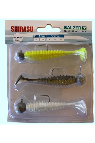 Balzer 16123 Shirasu Akiri Worm 7cm Silikon Yem 3'lü Set 1/0 İğneli 6-9-12gr Zokalar