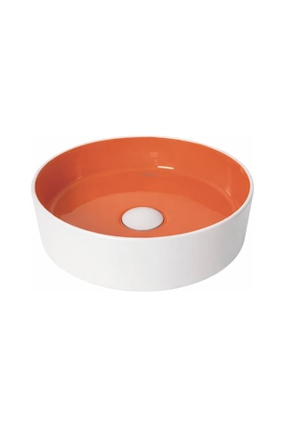 Smanni - Aquarius Rnd Tezgah Üstü Lavabo Mat Beyazturuncu - Lv1150-308- Turuncu