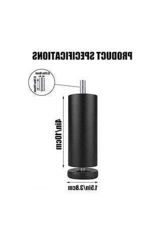Besthome1 Alüminyum M8 X 35 Konik Ayarlanabilir Ayak, 3.78-4.1 İnç, Siyah, Pratik Mobilya Adaptörü