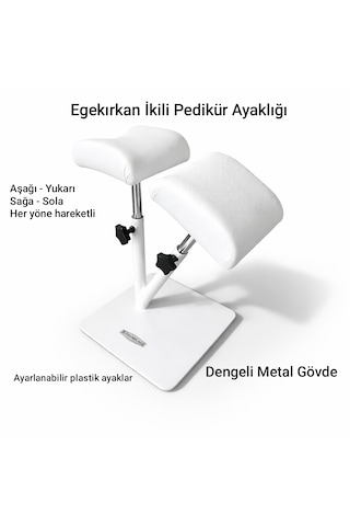 Egekırkan P420-01s Kuaför İkili Pedikür Ayaklığı Hareketli Başlıklı Beyaz