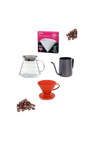 Black Goat Barista Drip Filter Coffee Set 4'Lü Set - Kırmızı