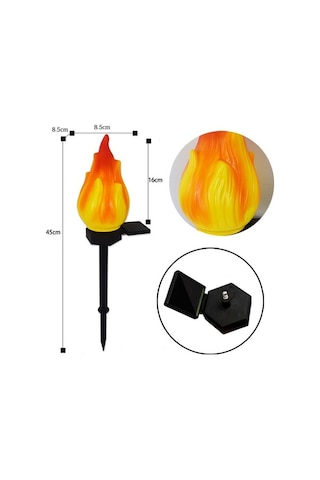 Trendooze Güneş Enerjili Bahçe Lambası, Alev Efekti, Su Geçirmez, Ip55, Modern Tasarım