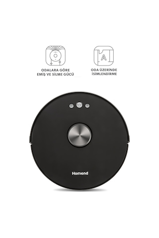 Homend Alex Laser Pro+ 1283H Siyah Moplu ve Haritalamalı Akıllı Robot Süpürge