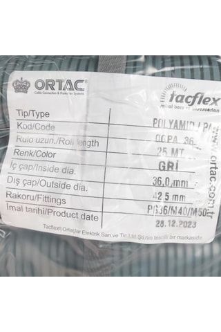Ortaç Pg-36 Gri Polyamıd Spiral Ogpa-36 1 Paket 25 Metre