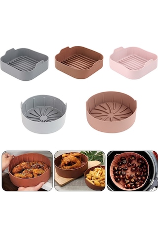 Qingmipy 19cm Dairesel Silikon Fritöz Izgarası - Instant Pot Aksesuarı, Çok Fonksiyonlu Ev Kullanıma Uygun Islak Yemeği Tabanı Diğer