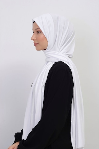 Manolyaşal İslamic Hijab Tesettür Penye Şal - 70 X 180 / Beyaz Beyaz