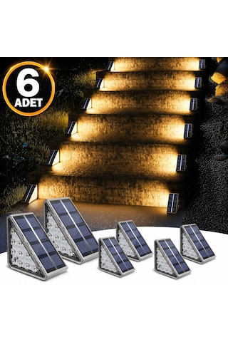 6'lı Solar Basamak Işığı 10 Led Güneş Enerjili Merdiven Bahçe Aydınlatması