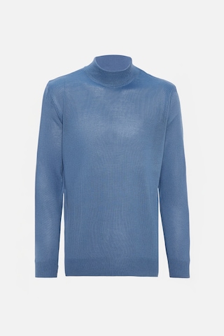 Tudors Erkek Slim Fit Dar Kesim Yarım Balıkçı Yaka Düz İndigo Triko Kazak-32483 Indıgo İndigo