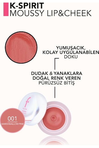 Flormar K-spirit Moussy Lip & Cheek Yoğunluğu Ayarlanabilir Dudak Ve Yanak Renklendiricisi 001mrhmlwpnk