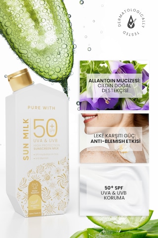 Pure With Sunscreen Sun Milk Yüksek Koruma Güneş Kremi SPF50 250 ML