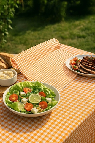 Zefir Desen Sofra Bezi Masa Örtüsü 170 X 170 Cm Turuncu Çok Renkli