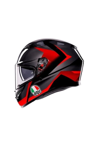 Agv K3 Mplk Striga Kapalı Motosiklet Kaskı Kırmızı - Siyah