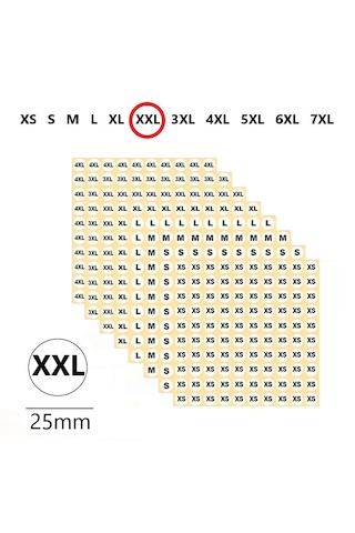 Xxl Yapışkanlı Çapı-25mm Yuvarlak Beden Etiketi 210 Adet 200 Adet