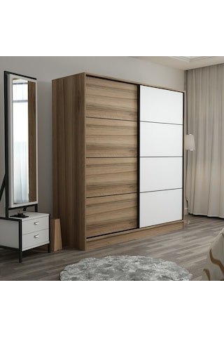 Minarmobilya Minar Kale 2 Kapaklı Sürgülü Dolap 180 Cm - Dore/Beyaz (541417087)
