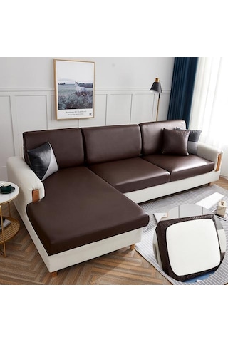Kahve Su Geçirmez Pu Mobilyalar Koruyucu Kanepe Minder Örtüsü Köşe Kanepe Koltuk Minderi Slipcover Elastik Düz Renk Kanepe Örtüsü Back Cushion