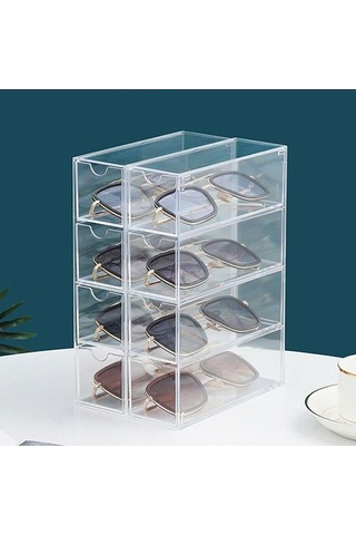 Tongxida 4 Katmanlı Akrilik Çekmece Vitrini, Toz Geçirmez, Şeffaf Masaüstü Saklama, Yeniden Kullanılabilir Diğer