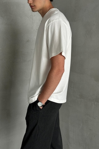 Hyman Erkek %100 Pamuk Oversize Basic T-shirt Beyaz
