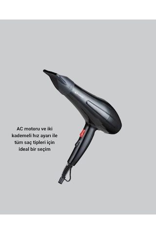 Mey İthalat Profesyonel 2200w Fön Makinesi Ac Motorlu, Hızlı Kurutma, Hafif Tasarım