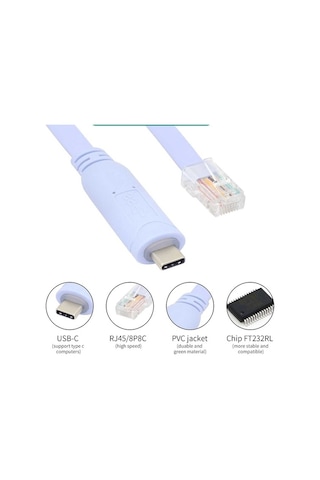 Type C To Cisco Router Rj45 Konsol Kablosu Type C To Rj45 Kablo 1.8m