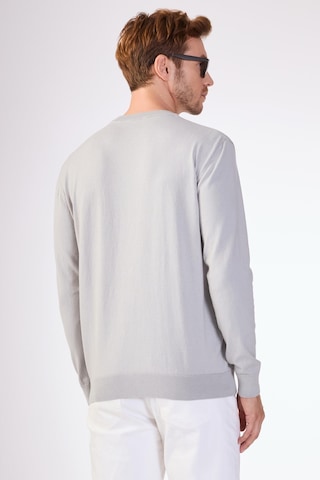 Dufy %100 Pamuk Bisiklet Yaka Düz Renk Slim Fit Erkek Triko Gri