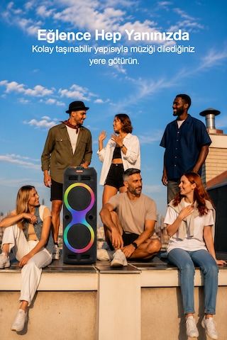 Taşınabilir Mikrofonlu 60w Led Işıklı Bluetooth Karaoke Hoparlör Set