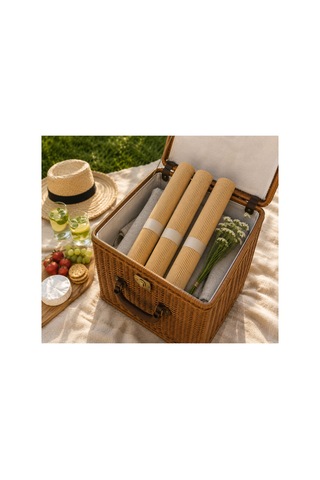 6'lü Set Bambu Amerikan Servisi Doğal Şık Sofra Sunumu Dekoratif Hasır Görünümlü Masa Servisi 30x38 Cm Kahverengi