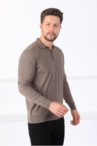 Ferraro K.Bej Polo Yaka Superfine Erkek Triko Kazak Bej