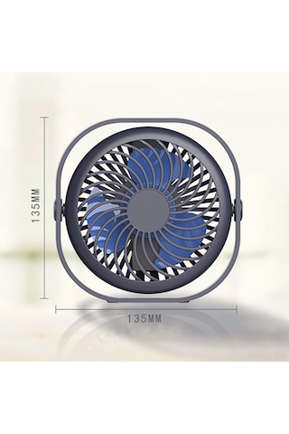 Skycity Masaüstü Sessiz Usb Şarjlı Fan - 3 Hızlı Ayarlanabilir - Dahili Li-pol Batarya - Mavi - Ev Ofis Taşınabilir