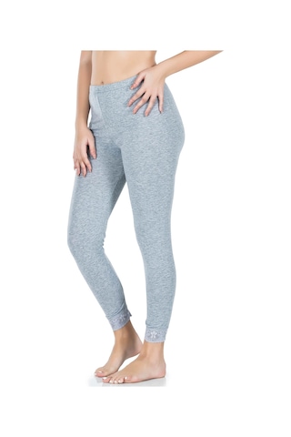 Derya Kurşun Paçası Dantelli Kadın Tayt 422 Beyaz