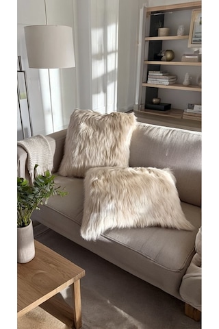 Home Yumuşak Dokulu Krem Bej Kare Kırlent Kılıfı 2 Li Set Çok Renkli