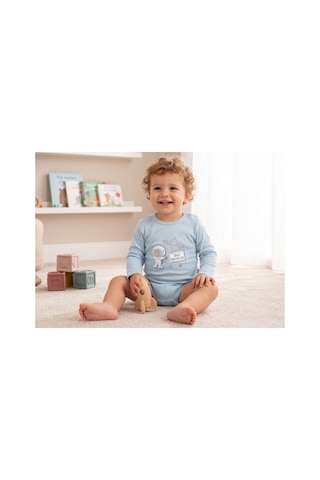 Mother Love %100 Organik Pamuk 2'li Uzun Kol Body 0-36 Ay Mavi