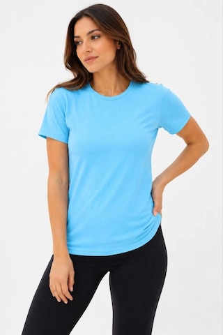 Alfanora Kadın Basic Tişört Bisiklet Yaka Kısa Kol Günlük Yazlık Slim Fit T-shirt - Turkuaz