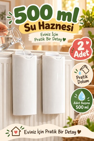 Beyaz Kalorifer Suluğu 2'li Set Her Biri 500 Ml Askılı Petek Su Haznesi Evde İçin Radyatör Aksesuarı