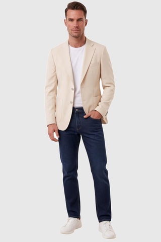 Rizzup Erkek Slim Fit Likralı Bej Blazer Ceket Metal Düğmeli Torba Cepli Spor Ceket 2600828