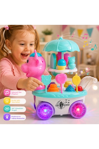 Unicorn Dondurma Arabası Işıklı Ve Sesli