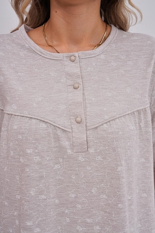 Mecit Pijama Mecit 6154 Vizon Kadın Çiçek Desenli Büyük Beden Gecelik