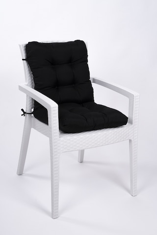 Altınpamuk Neva Pofidik Özel Dikişli Bağcıklı Arkalıklı Sandalye Minderi 44x88 CM Siyah