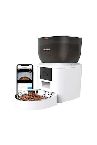 Qq029 Kameralı 1080p Gece Görüş, Akıllı Otomatik Kedi Mama Kabı, 2.4ghz/5ghz, 4lt, Metal Kase