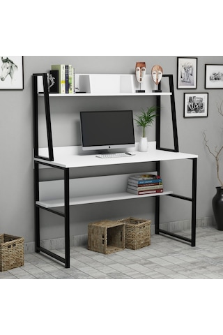 Yesst Momento 120 Cm Raflı Çalışma Masası (447872214) Beyaz