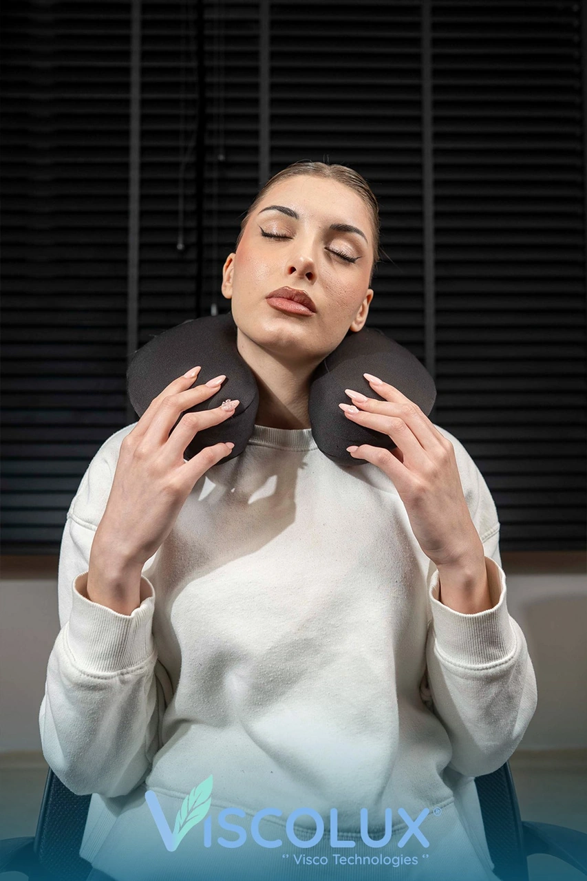 Ortopedik Visco Seyahat Yastığı - Visco Boyun Destekli Yastık 30x30x12 Siyah