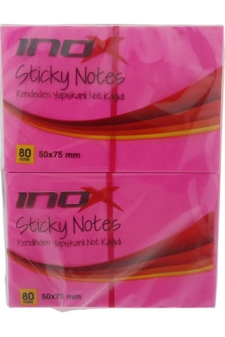 İnox Post-it 50x75 Fosforlu Pembe 80 Yaprak 12'li Paket