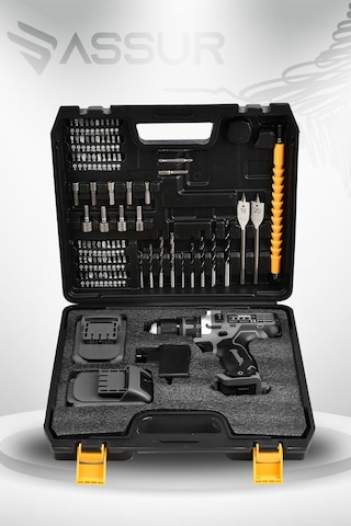 Assur 12V Çift Akülü Vidalama Metal Şanzıman Bakır Sargılı Şarjlı Matkap - 2129