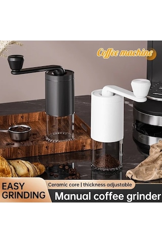 Trendooze Çok Fonksiyonlu El Krank Kahve İnce Öğütücü, Mini Beyaz-siyah Beyaz - Siyah