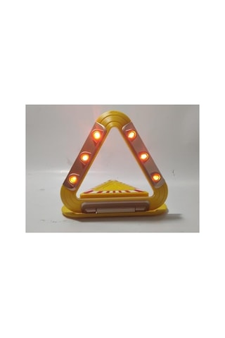 15x3 Cm Flaşörlü Üçgen Reflektör Kaza Tamir Lastik Değişimi Uyarı Lambası 3 Adet Pille Çalışır