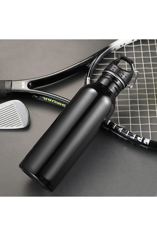 Suntek Paslanmaz Çelik Spor Su Şişesi Bisiklet Yürüyüş Siyah Siyah